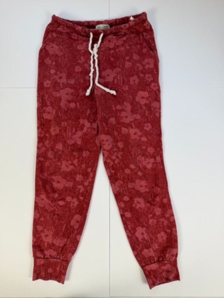 Saturday Sunday Anthropologie Floral Jogger Sweatpants Size S Red Pink